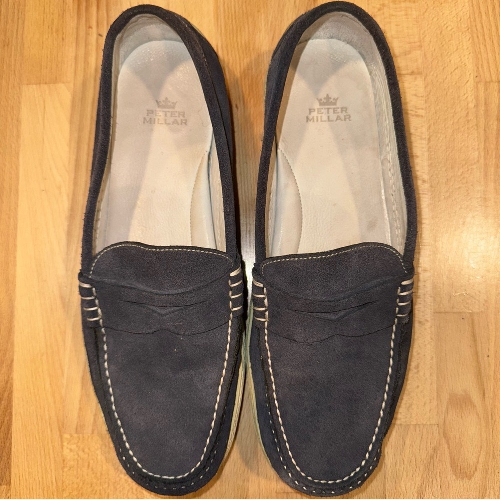 Peter Millar Navy Penny Loafers Slip-On Shoes. Size 9.5‎